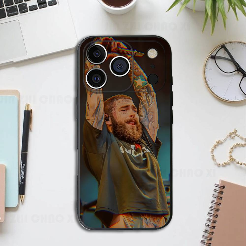 P-Post-m-Malone Silicone Soft Phone Case For IPhone17 16 15 14 13 12 11 Pro Max Plus X XR SE Cover