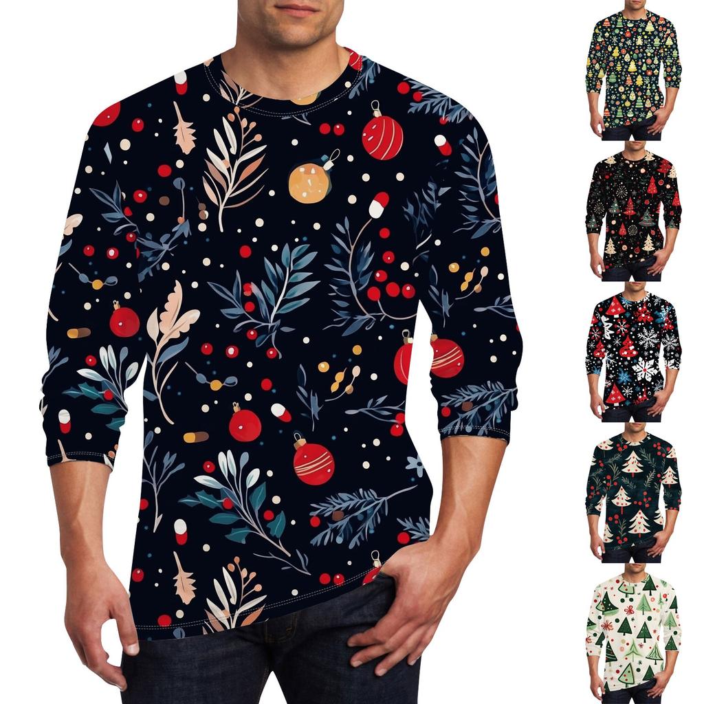 Муж. Футболка Круглый вырез Одежда Одежда На открытом воздухе Длинный рукав С принтом Модельер Винтаж