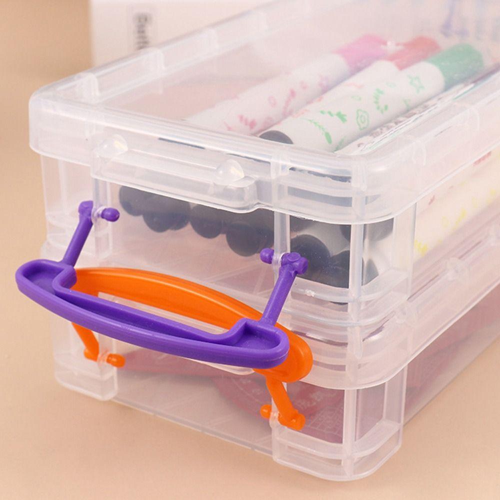 Коробка для хранения цветных ручек, 3/6-слойная коробка для хранения канцелярских принадлежностей, мультяшная пластиковая коробка, ключ для смены