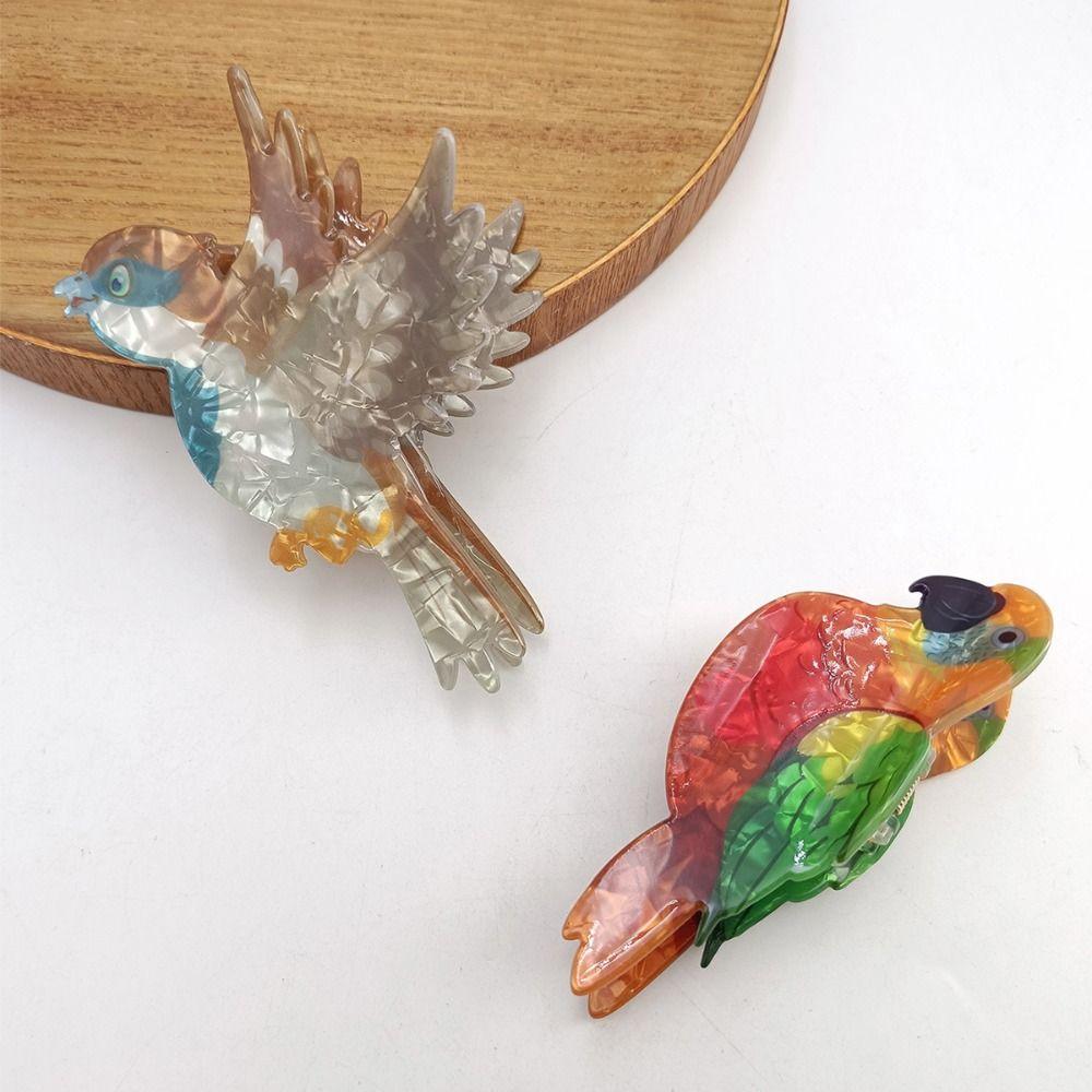 Lifelike Acrylic Hair Claw Korean Style Cartoon Animal Shark Clip Cute Bird Hair Clip  Girls