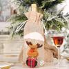 Christmas Burlap Wine Bags Cute Santa Claus Snowman Reindeer Design Reusable Wine Bottle Cover with Drawstring for Dinner Table Decor