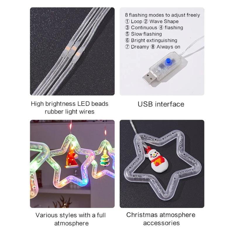 Рождественское украшение Атмосферные огни Звезда Рождественская елка Круглые Разноцветные Гирлянды Занавес Сюрприз Вечеринка Отель Креативные Декоративные Огни