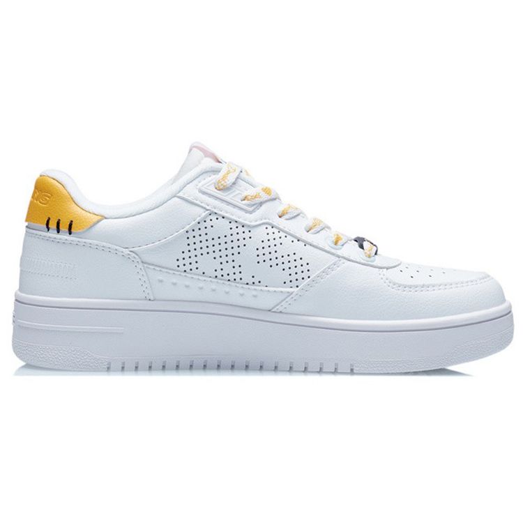 Disney X Li Ning Classic Non-Slip Lightweight Low-Top Sneakers Women Sneakers White Yellow AGCS146-2