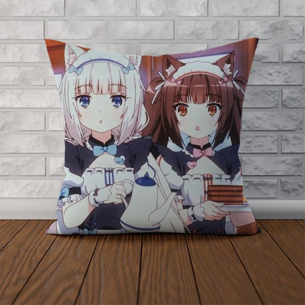 Наволочка NekoPara для Автомобиля Дивана Декоративная Домашняя Двусторонняя Печать Плюшевая Квадратная Подушка-Бросок Чехол