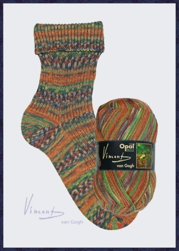 Opal Van Gogh Sock Yarn 5436, Gauguin's Chair, Orange-Brown Multicolor