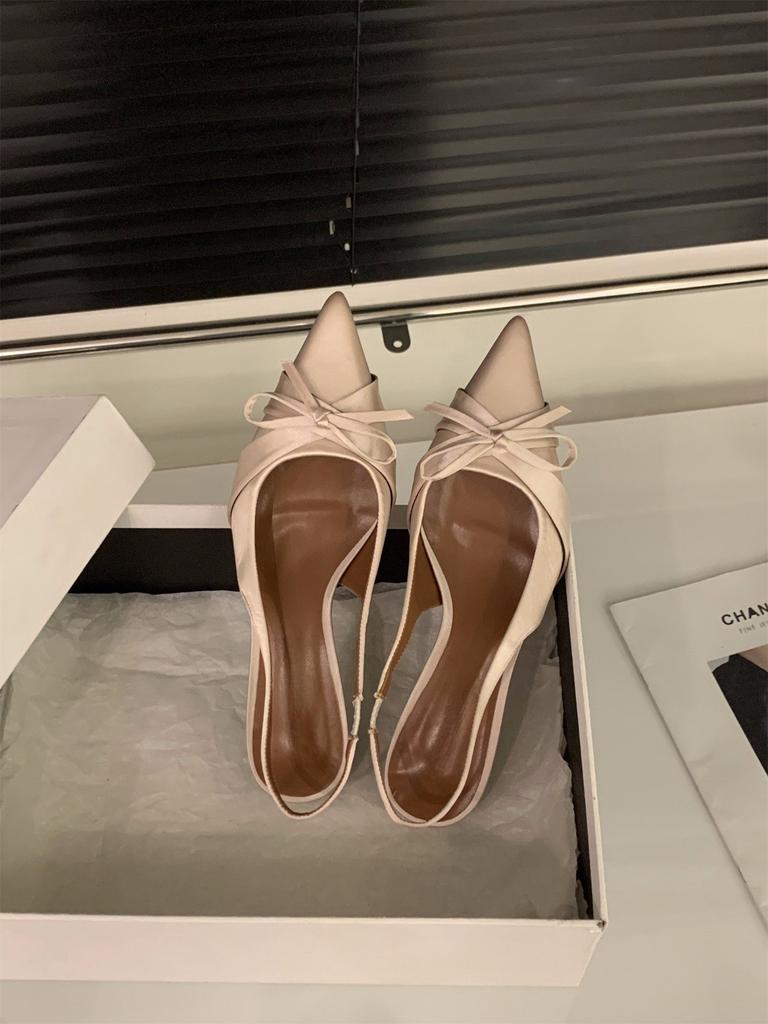 Французские туфли-стилетто на высоком каблуке, сандалии с закрытым носком, женская обувь 2024, новинка, летний темперамент, светская львица, черные остроносые туфли-лодочки