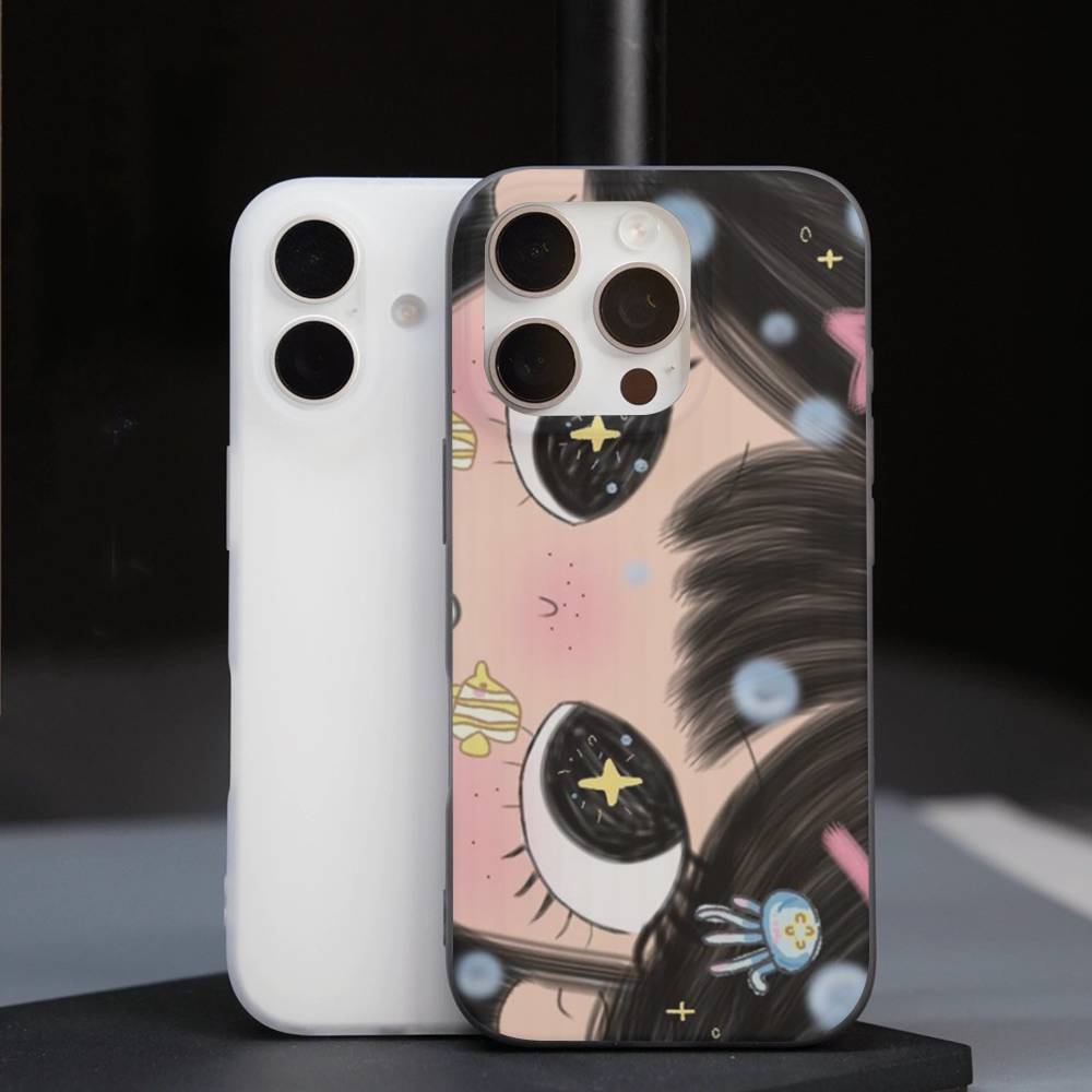 Чехол для телефона с большими глазами, девушка из комиксов, для IPhone 17 16 15 14 13 12 11 Pro Max Plus, гофрированный бампер, задняя крышка