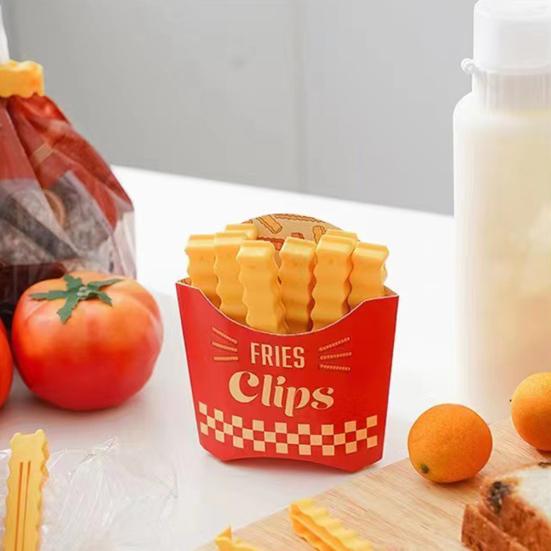 12 шт. уплотнительные зажимы для пластиковых пакетов в форме картофеля фри, влагостойкие зажимы для хранения свежести закусок, многоразовые магниты, кухонные аксессуары
