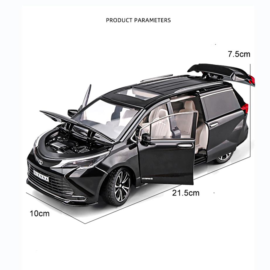 1:24 масштаба Toyota Sienna MPV, модель автомобиля из сплава, литье под давлением, металлическая игрушка, модель коммерческого автомобиля, имитация звука, свет, коллекция, детские подарки