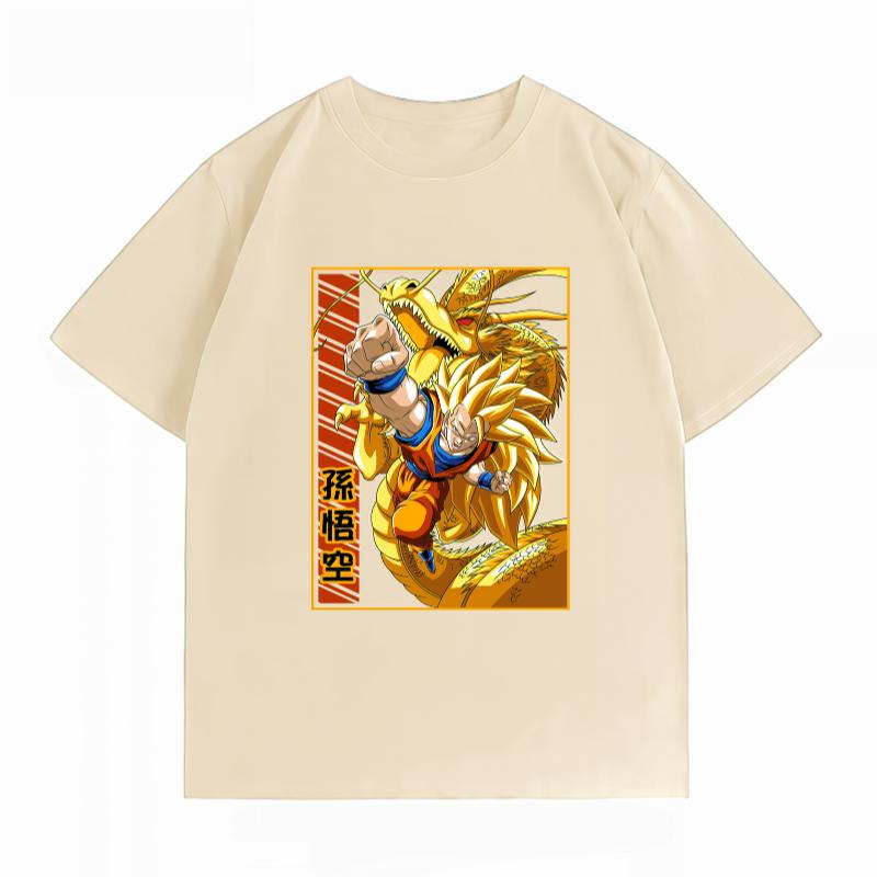 Dragon Ball Z Goku SSJ3 Shenron Print T-shirt Casual Short Sleeve Cotton Anime Streetwear T-shirt Unisex