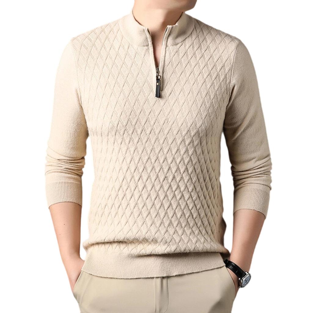 Men  Trend  Leisure  Half Zipper  Standing Collar  Knitted Sweater  Sweater