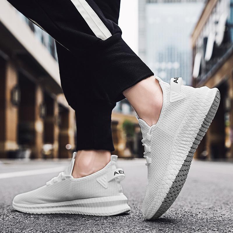 Плюс размер Летние Летающие Тканые Дышащие Мужские Кроссовки Стильные и Легкие Кроссовки Для Бега Мужские