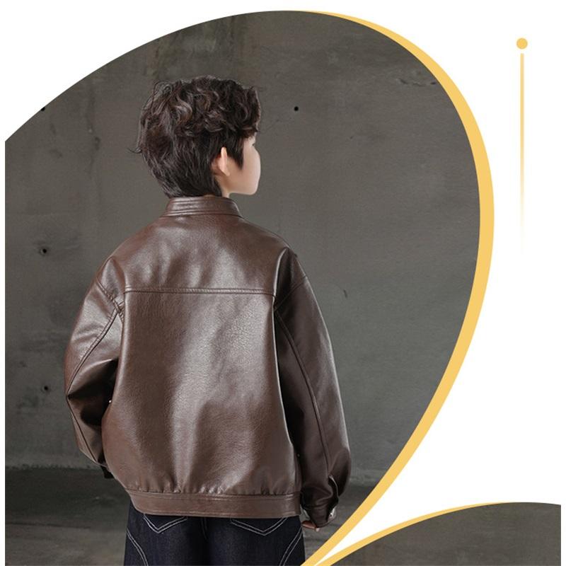 Boys' Fashionable Leather Jacket: Stylish Spring/Fall Jacket for Kids