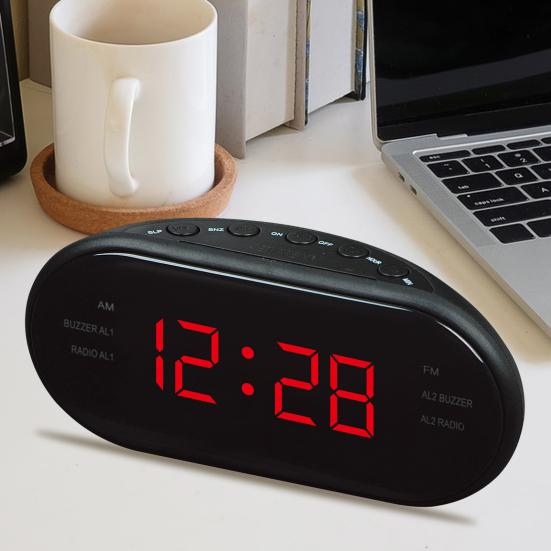 1 Set Electronic Alarm Clock Radio Snooze Function LED Digital Display Clock for Home Bedroom Office