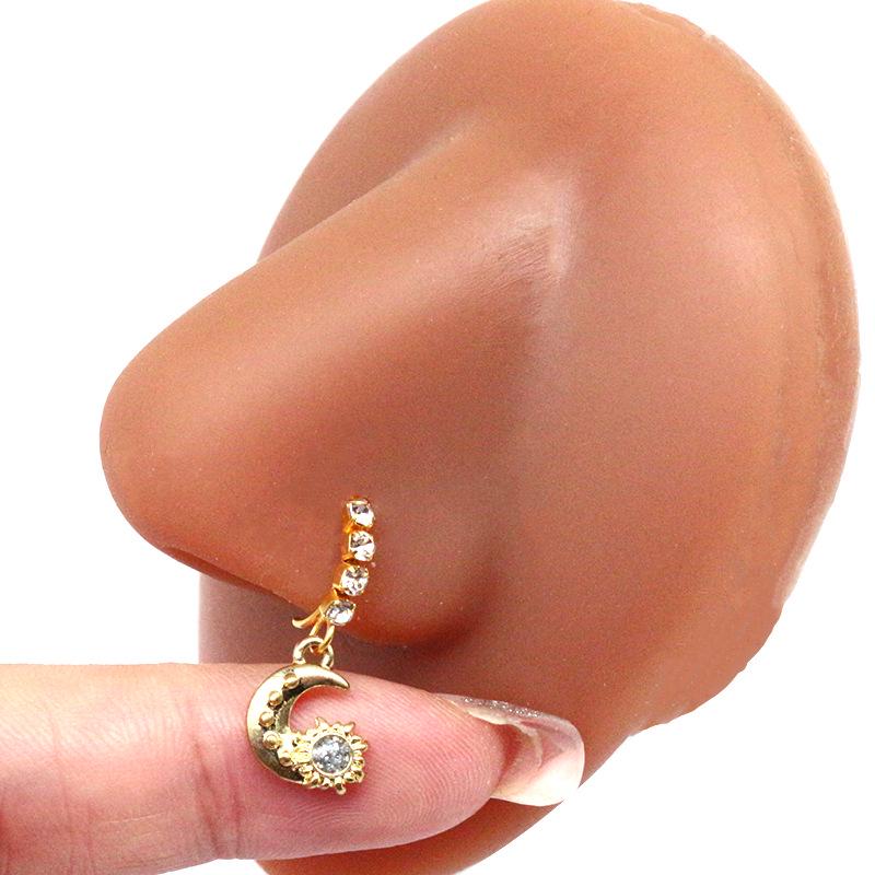 Gaby Cat Head Nose Stud with Butterfly, Five-Star, and Crown Designs - Piercing Jewelry