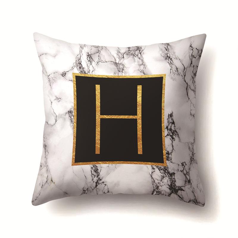 Полиэстеровая наволочка Домашняя Принт Мрамор Черный Золотой Наволочка 26 Английских Букв Наволочка