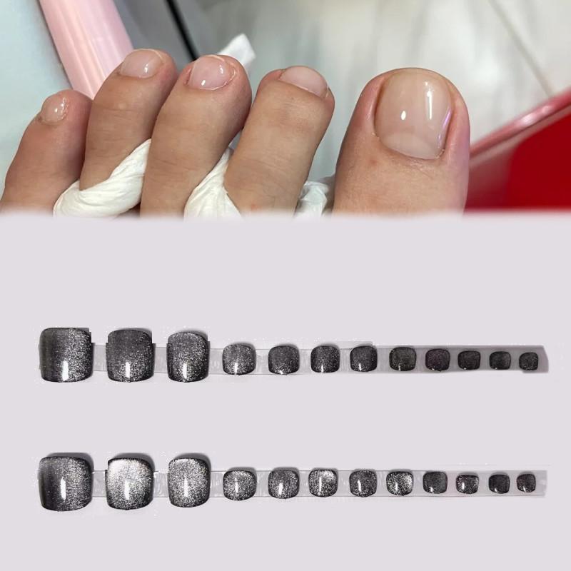 Unique Black Cat Eye Gem Toe Nail Art Stickers Starry Sky Print