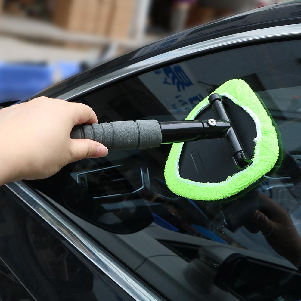 Car Window Cleaner Window Scraping Mist Eliminator Maintenance Tool Car Windshield Cleaning Brush Telescopic Window Glass Cleaner Microfiber