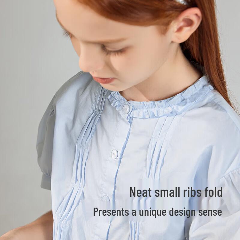 YEEHOO Girls' Pure Cotton Short-Sleeve Shirt