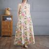 Sleeveless Plus Size Cotton Vintage Floral New In Dresses for Women Casual Loose Long Summer Dress