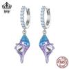 Everjoy Sterling Silver Opal Seashell Ear Cuffs Earrings BSE841