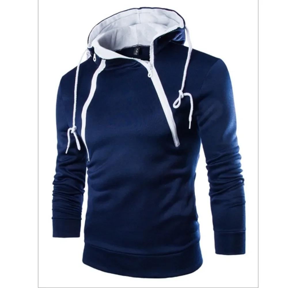 Осень-зима толстовки для мужчин модные молнии дизайн пуловеры с капюшоном с длинным рукавом уличная повседневная уличная одежда
