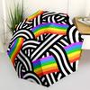 1pc Rainbow Waves Automatic Folding Umbrella - Compact 8-Rib Design, Durable Plastic & Iron, Lightweight for Outdoor Daily Use037