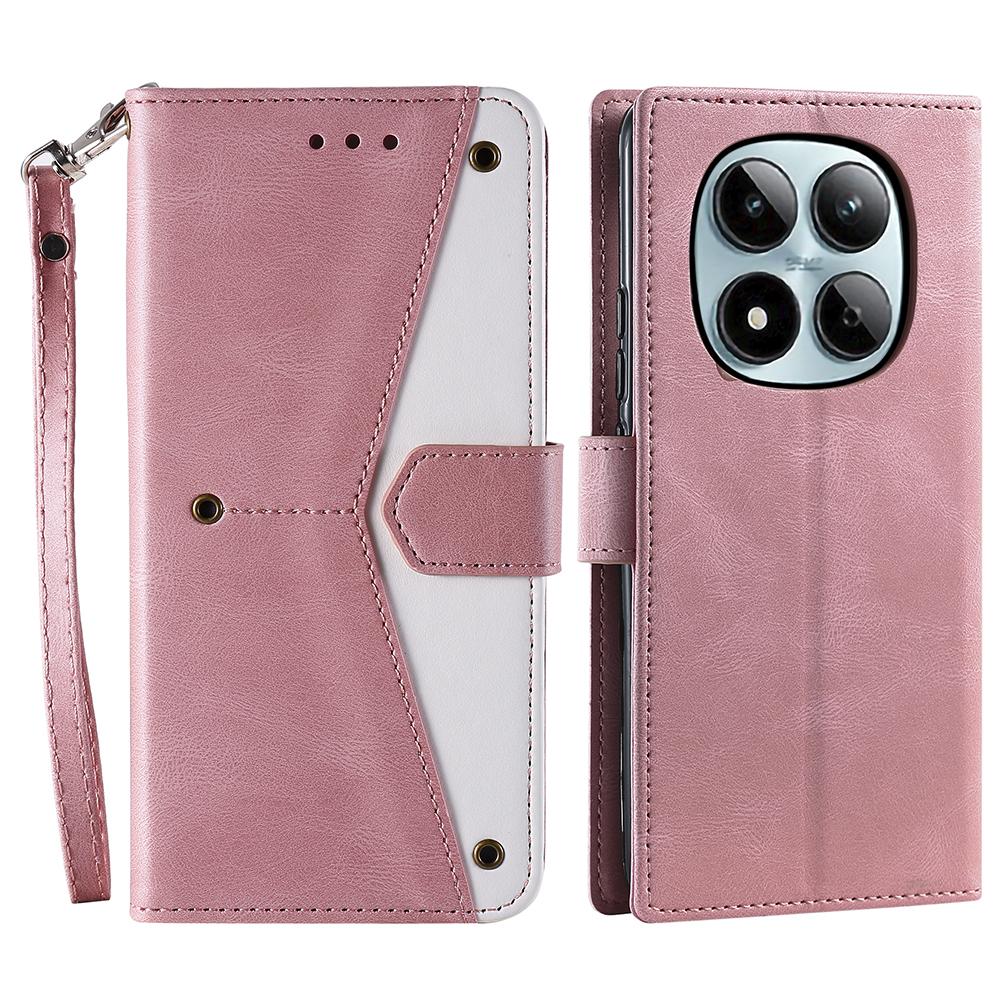 Для Xiaomi Redmi Note 15 Pro 4G (Глобальный) Кожаный чехол с прострочкой, кошелек, чехол для телефона с ремешком на запястье