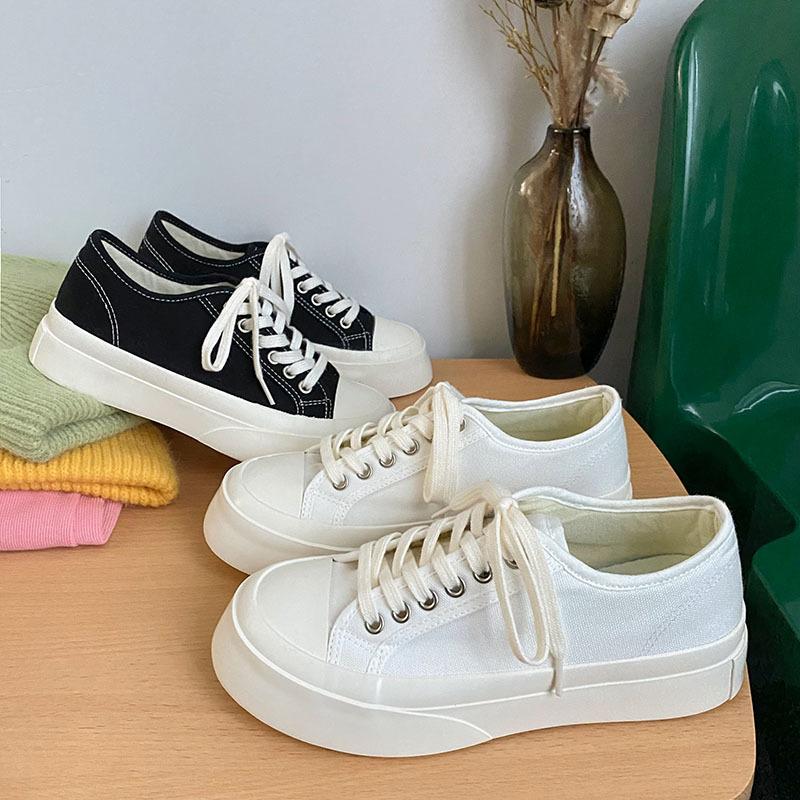 Туфли из дышащего парусинового полотна на толстой подошве, женские, лето 2024, новые универсальные, уродливые, милые, повседневные, белые туфли Zapatos De Mujer, большой размер 44