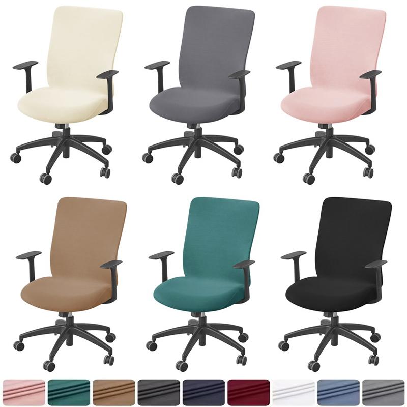 1Pc Solid Color Office Chair Cover Stretch Computer Chair Cover Lift Rotating Gaming Chair Case For Funda Silla Escritorio Study
