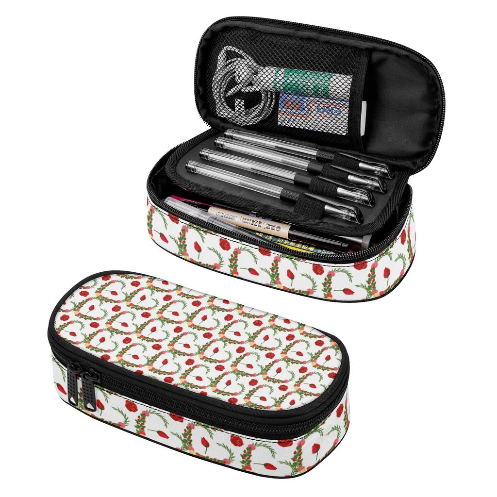 Pencil Bag Structured Wear Resistant Polyester Easy Open Zipper with Main Compartment Mesh Pocket and Pen Slots for Boys Girls
