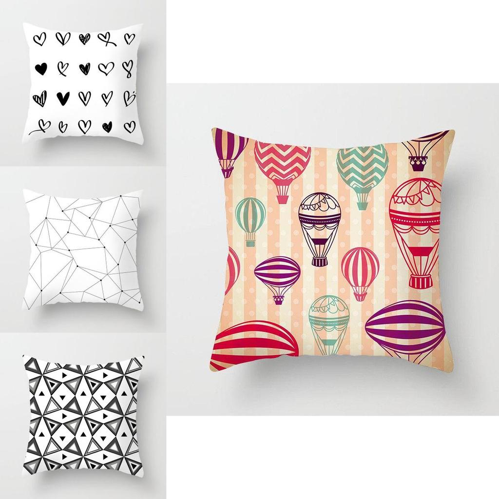 Stylish Geometric Cushion Cover With Dotted Grid And Triangular Patterns For Modern Decor