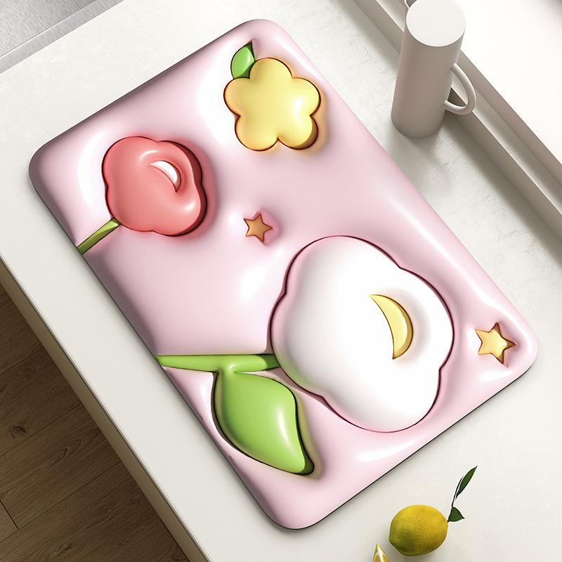 Расширяющийся дренажный коврик Bar Diatom Mud Absorber Coaster Tea Table Изоляционный коврик Bowl Teddy Cup Не требующий мытья коврик для сушки