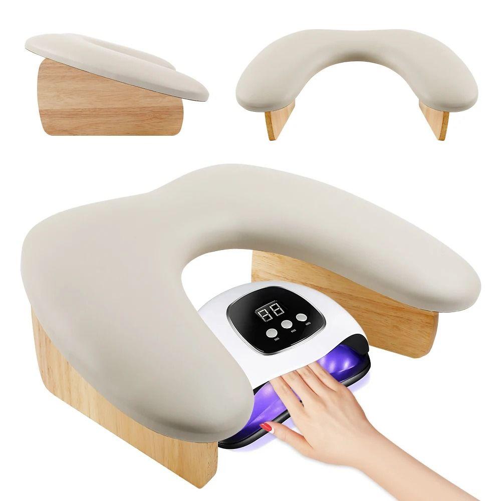Wooden Base Foldable Nail Pillow U-shaped Manicure Hand Pillow Nail Polishing