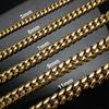 Stainless Steel Cuban Curb Chain Gold Tone 16"-30" Mens Necklace 3/5/7/9/11mm