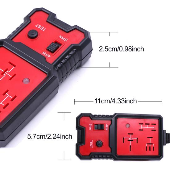 12V-24V Car Relay Tester 4-Pin & 5-Pin Automotive Relay Tester with LED Indicator Quick Diagnostic Tool for Vehicle Electrical System Testing
