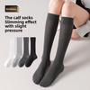 Boneless, Slightly Pressed Calf Socks, Cotton Socks for Slimming Legs, Women's White Tall Socks for Spring and Autumn