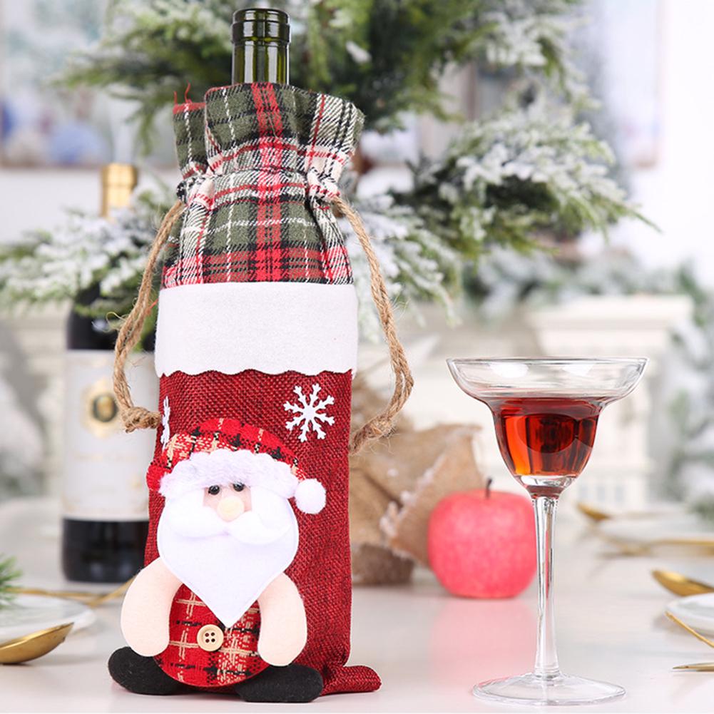 Снеговик с принтом лося Рождество Санта Клаус чехол для бутылки вина сумка стол