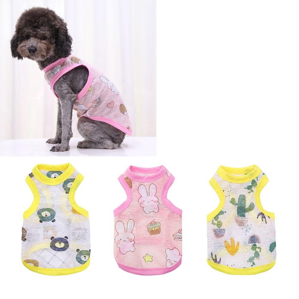 Cotton Cat Shirt Cartoon Rabbit Bear Pattern Puppy T-shirt Stylish Summer Dog Vest  for Pets