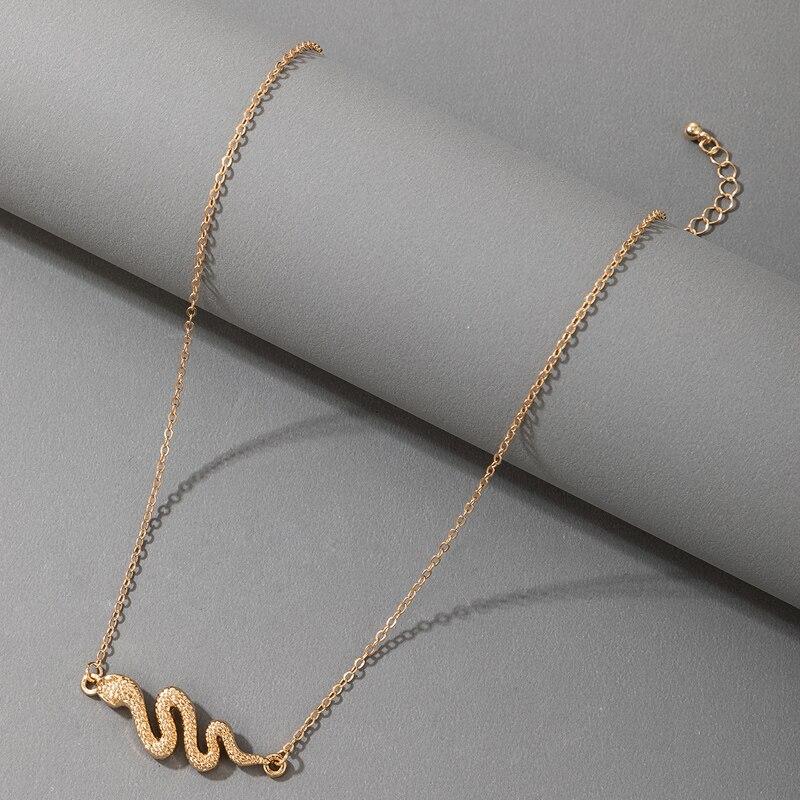Богемное ожерелье-чокер в виде змеи для женщин, подвески из золотого сплава, металлический свитер на ключицу, регулируемые украшения для вечеринок