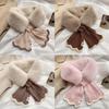 Scarves Winter Thickened Knitting Splicing Cross Colorblocking Faux Rabbit Warm Scarves