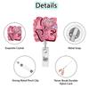 Pink Heart Dwarf Doll Badge Reel Retractable Work Card Holder Doctore Nurse Id Card Pull Buckle Valentines Day Small Gift