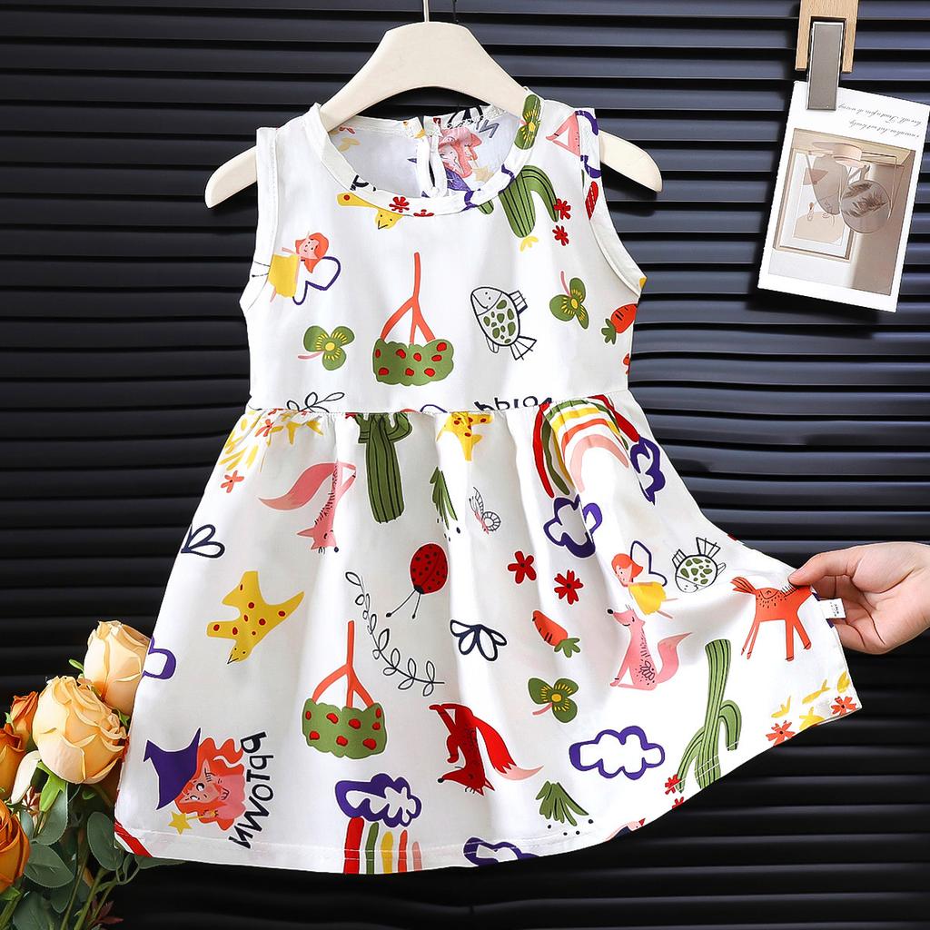Летнее платье-блузка без рукавов для девочки, Детское цветочное платье
