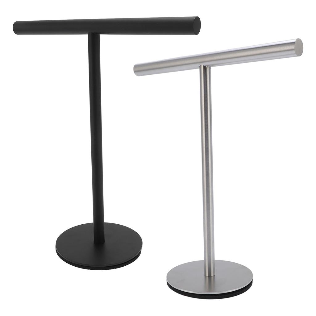 T Shape Towel Holder Stainless Steel Standing Hand Towel Rack with Heavy Base Jewelry Organizer for
