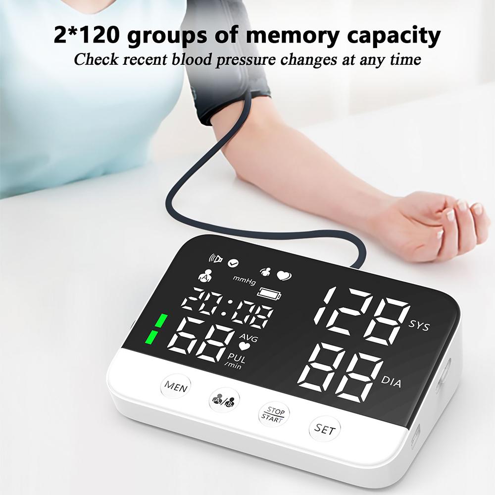 Монитор артериального давления на плече с цифровой манжетой для измерения артериального давления для домашнего использования со светодиодным дисплеем