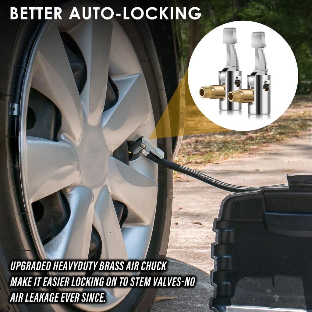 Адаптер для шланга накачивающего патрона для шин, фиксатор патрона для шин, насадка для воздушного компрессора 2 шт.