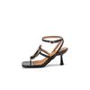 Black Gold Women Slingback Sandals High Thin Heel Small Big Size 32 48