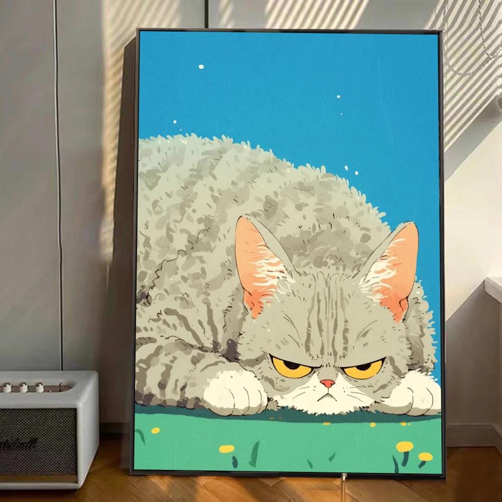 Винтажное настенное искусство, Забавные животные, Кавайные кошки. Постер на холсте с печатью высокой четкости, Декоративные предметы для дома, гостиной, спальни