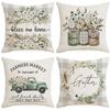 Spring and Summer Farm Style Plant Flower Pillowcase Linen Home Sofa Cushion Pillowcase