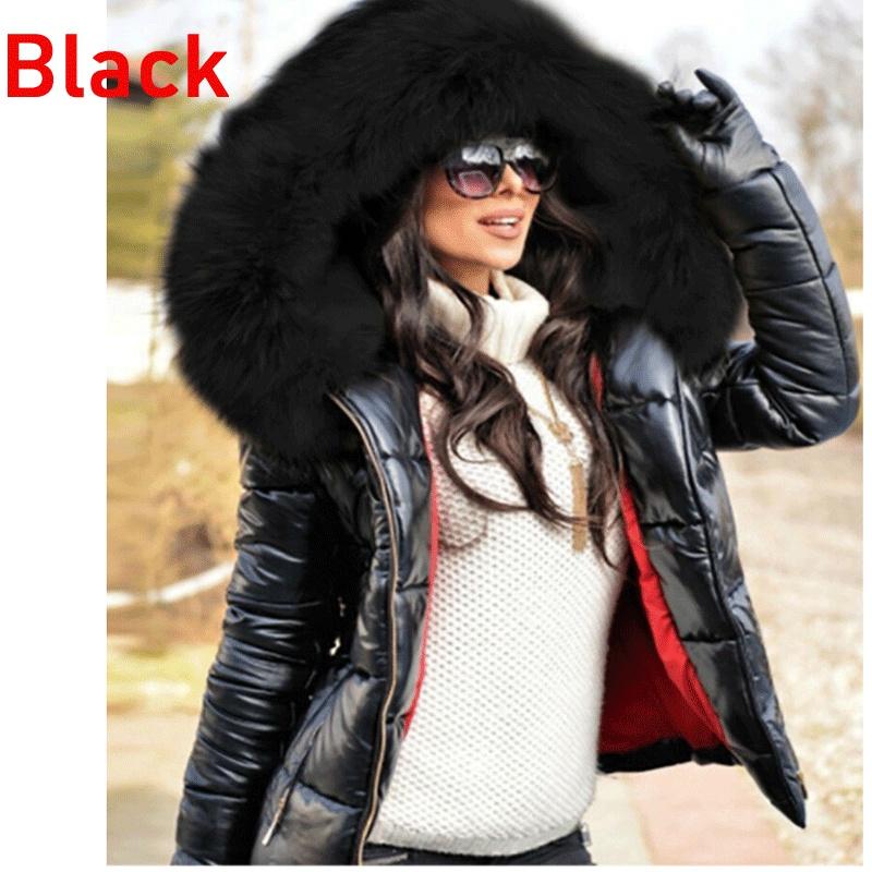 Autumn and Winter Fashion Women's Short Coat Cotton Jacket Large Size Hooded Jacket Warm Cotton Women's Fur Collar Hoodie Parka Coat
